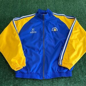 VTG Adidas Boston Marathon 1996 Windbreaker Jacket Mens Small Blue Yellow‎ 90s